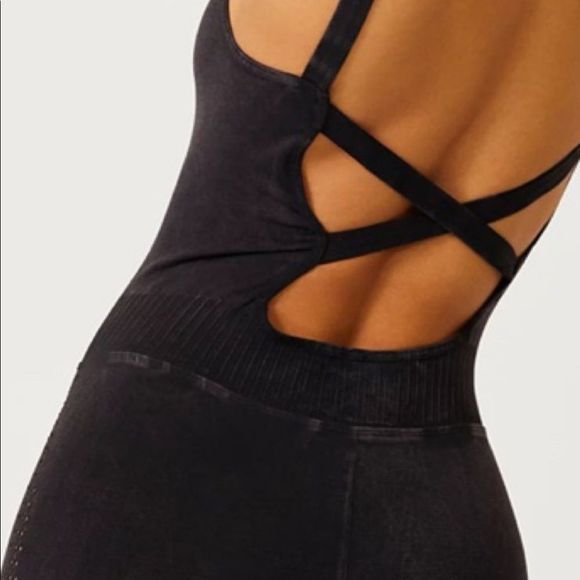 Free People Movement Good Karma Onesie In Washed Black - Picture 2 of 12